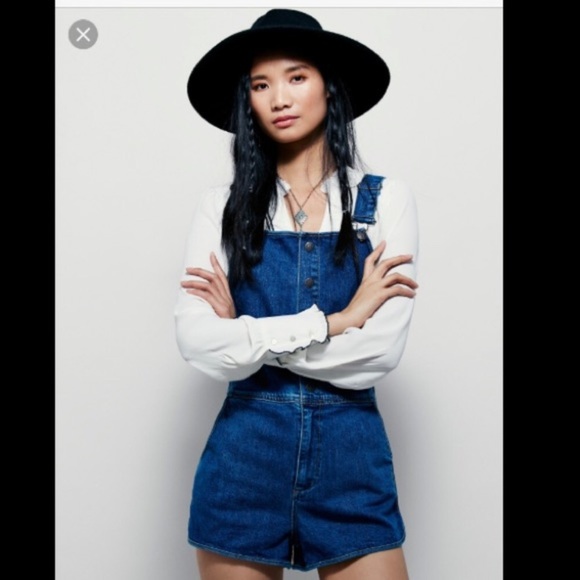 Free People Pants - Theda Retro One Pierce Denim Overalls